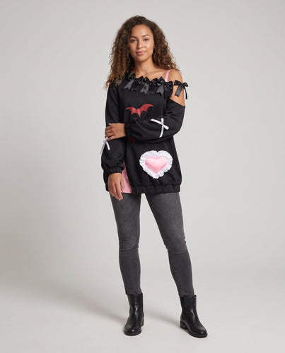 Damen Halloween-Kostümset mit schickem Oberteil, Rock und Accessoires Drune