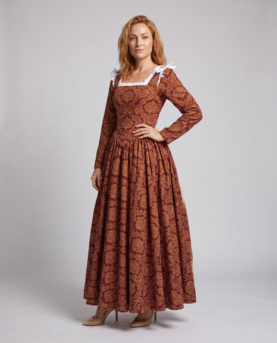 Damen historisches Ballkleid mit fließendem Rock und eleganten Spitzenärmel Drune