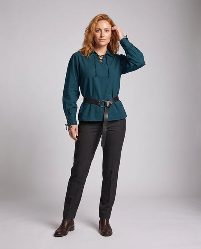 Damen historisches Blusenhemd mit elegantem Schnürdesign Drune