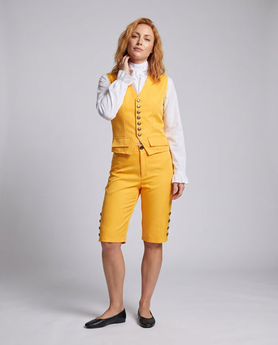 Damen historisches Kostüm-Set mit eleganter Jacke, Short-Hose und außergewöhnlichen Akzenten Drune