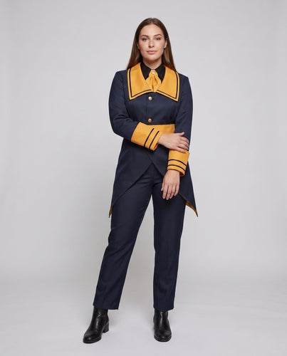 Damen historisches Kostümset mit eleganter Schirmmütze, Hemd und Handschuhen Drune