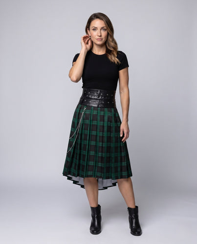 Damen Plissee-Rock mit asymmetrischem Schnitt und dekorativen Details Drune