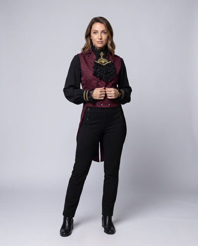 Damen stilvolle, elegante Weste mit luxuriösen Verzierungen und asymmetrischem Schnitt Drune