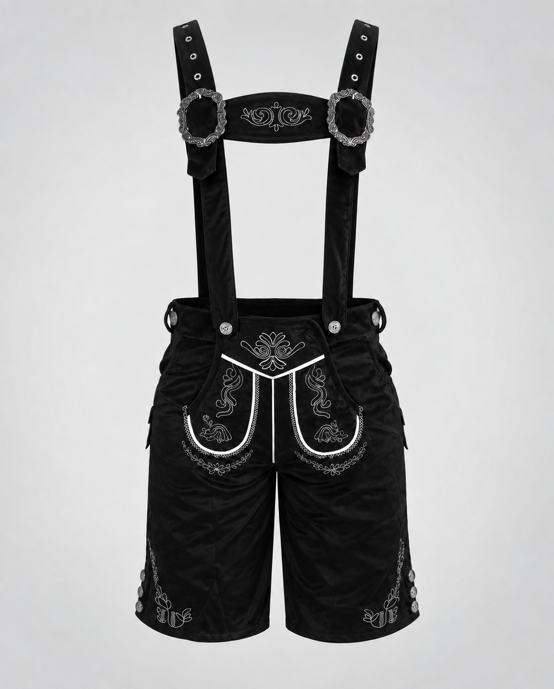 Damen Trachten-Lederhosen mit kunstvollen Verzierungen und verstellbaren Hosenträgern Drune