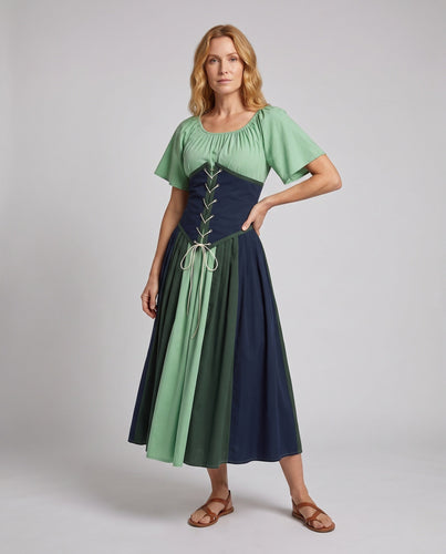 Damen Wickelkleid mit raffiniertem Schnürdesign und fließendem Rock Drune