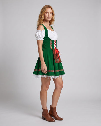 Damen Dirndl-Kleid mit floralen Stickereien und schwingendem Rock Drune