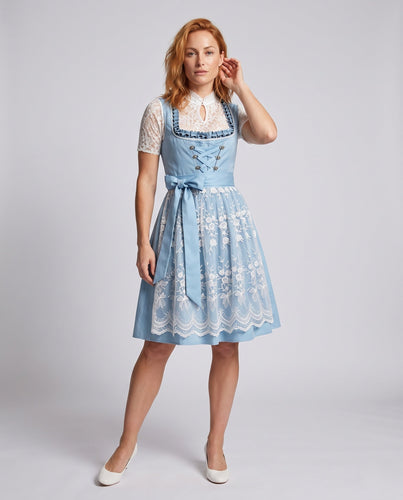 Damen edles Dirndlkleid mit zarten Spitzen- und Rüschendetails Drune