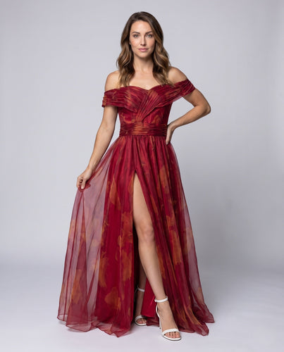 Damen Elegant gefüttertes Maxikleid mit gerafften Details Drune