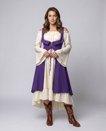 Damen Elegantes Boho-Maxikleid mit schulterfreiem Design und voluminösen Ärmeln Drune