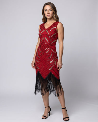 Damen Elegantes Fransen-Cocktailkleid Drune