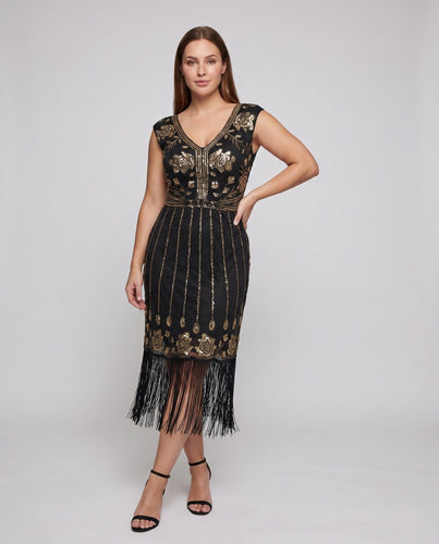 Damen Fransen-Kleid im Vintage-Stil Drune