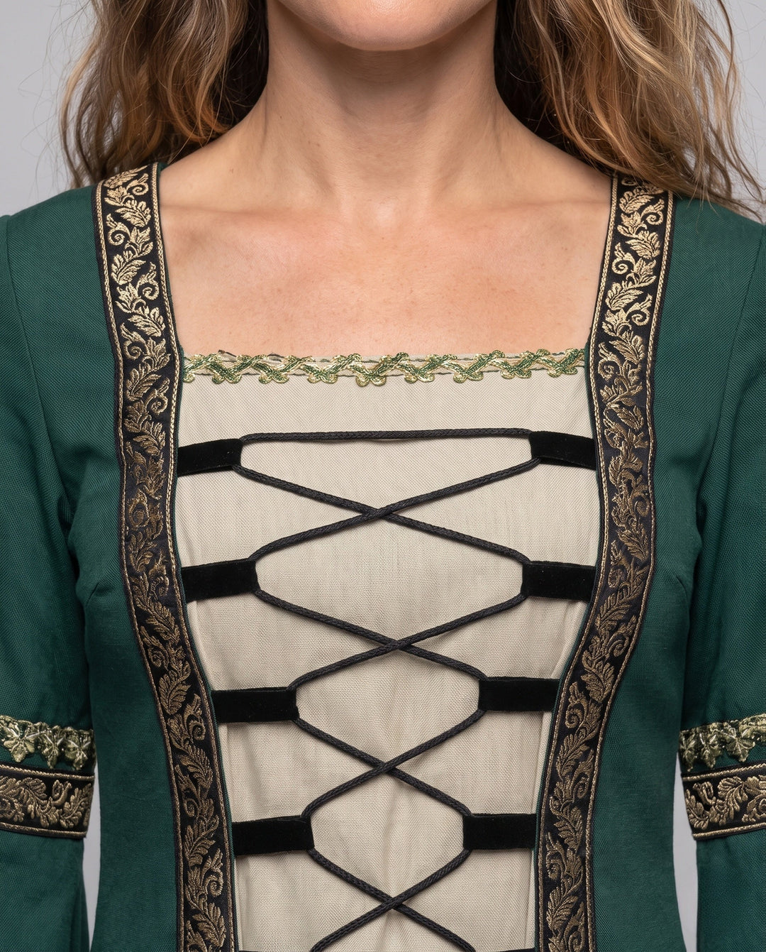 Damen historisches Märchenkleid mit elegantem Schnürdesign Drune
