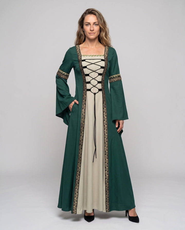 Damen historisches Märchenkleid mit elegantem Schnürdesign Drune
