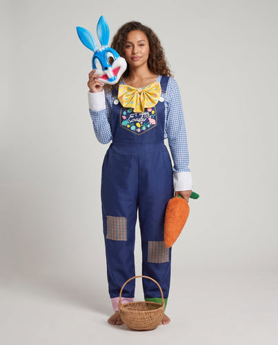 Damen lustiges Häschen-Kostüm mit overall und Maske Drune
