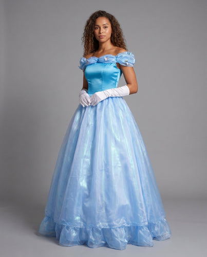 Damen märchenhaftes Ballkleid mit schimmerndem Tüll und eleganten Puffärmeln Drune