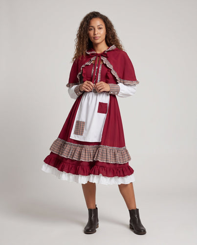 Damen Märchenhaftes Rotkäppchen-Kleid Drune