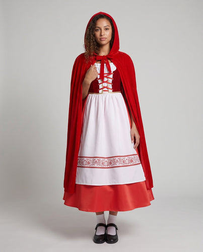 Damen Märchenhaftes Rotkäppchen-Kleid mit eleganter Kapuze Drune