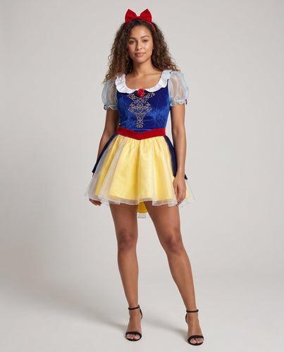 Damen Märchenprincess Kostüm mit Puffärmeln und Rüschendetails Drune