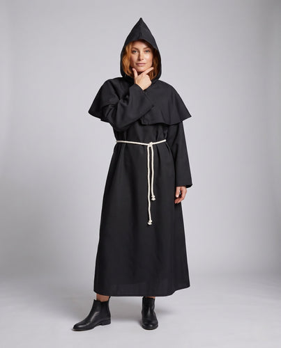 Damen Mystical Monk Kleid mit Kapuze und fließendem Schnitt Drune