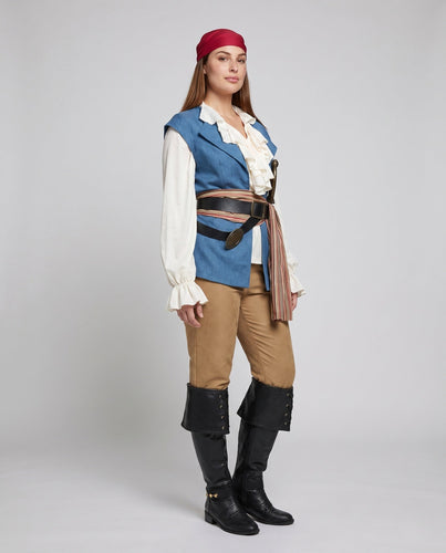 Damen Piratenkostüm mit raffinierten Details und stilvollen Accessoires Drune