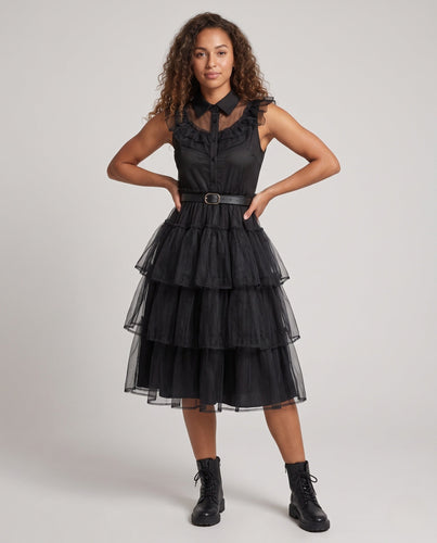 Damen Raffiniertes Tüllkleid mit Volant Drune