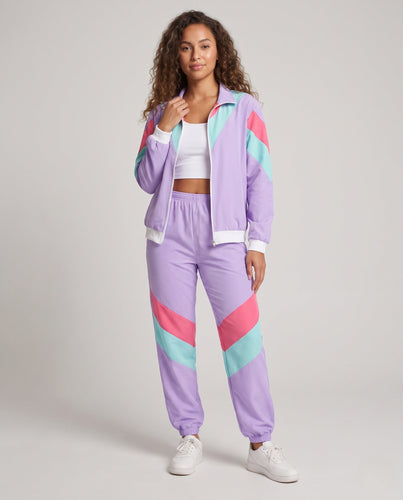 Damen Sportanzug mit modernem Farbdesign und hohem Kragen Drune