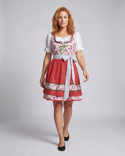 Damen Trachtenkleid mit eleganten Spitzenakzenten und Rüschendetails Drune