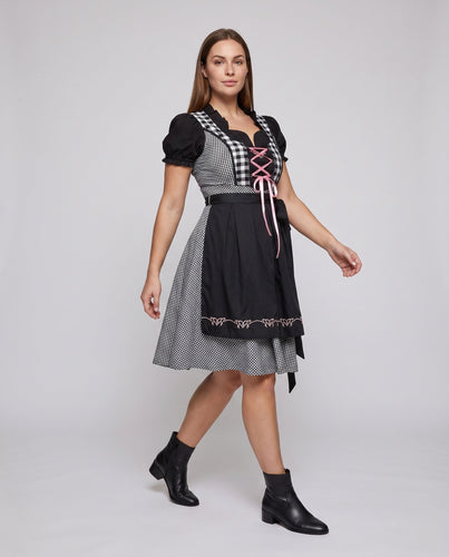 Damen Trachtenkleid mit karierten und floralen Akzenten Drune