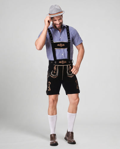 Herren Trachten-Latzhose aus hochwertigem Veloursleder Drune