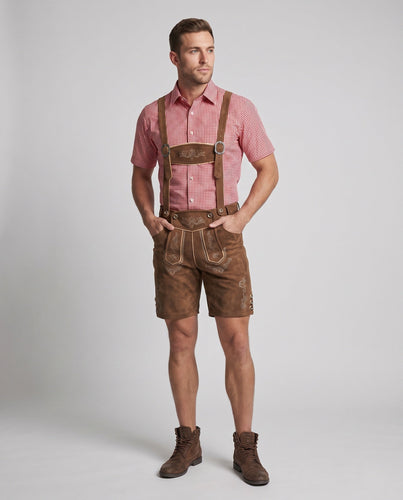 Herren Trachten-Latzhose aus weichem Wildleder Drune