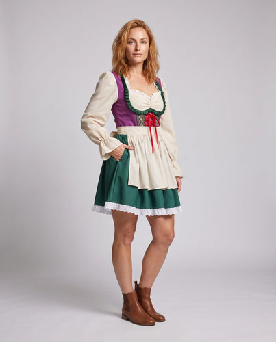 Damen Dirndl-Kostüm mit voluminösem Rock und eleganten Rüschen Drune