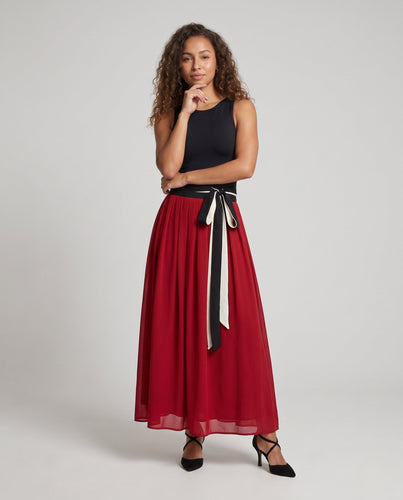 Damen Eleganter Wickelrock mit Schärpe Drune