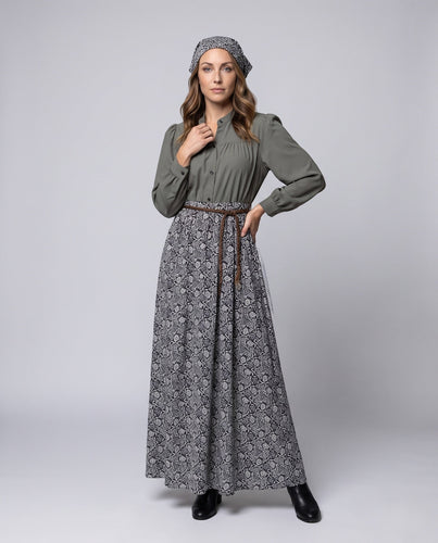 Damen Elegantes Maxikleid mit strukturiertem Oberteil und floralem Rock Drune