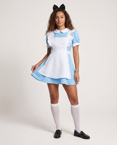 Damen Märchenhaftes Kostümkleid mit Schürze und Puffärmeln Drune