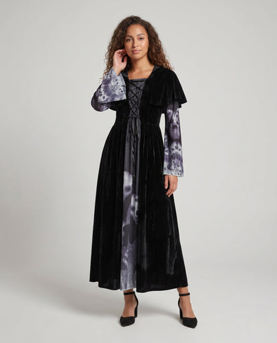 Damen Mystisches Kostümkleid mit Kapuze und weitem Hosenansatz Drune