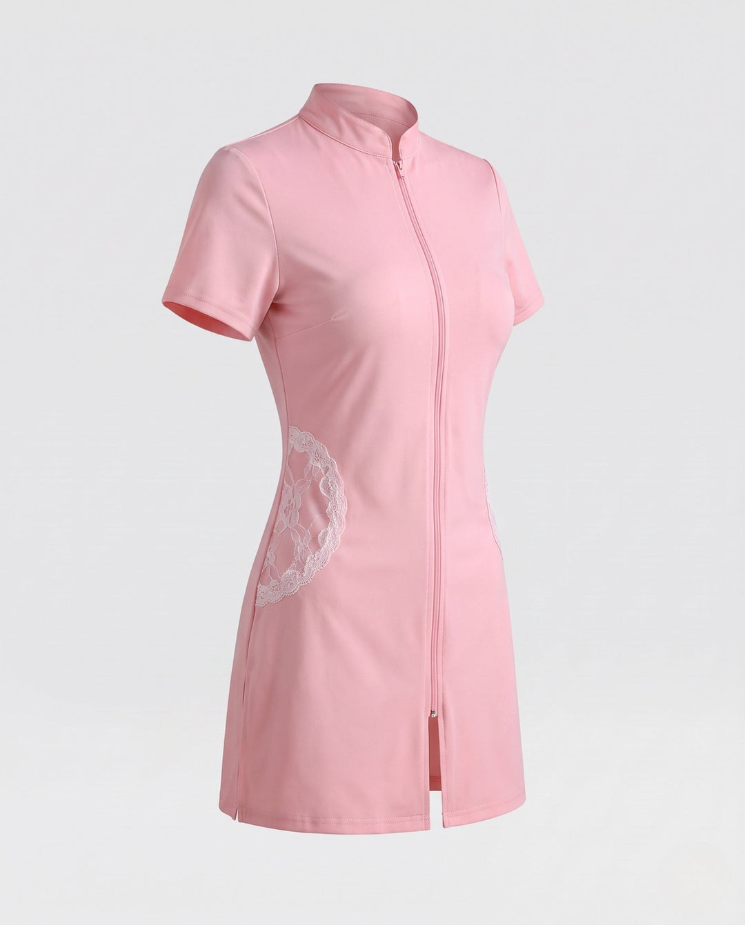 Damen sexy Krankenschwester Kostüm mit Zipper und Strumpfhalter Drune