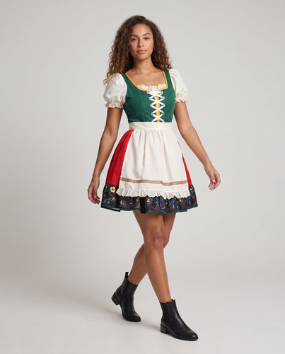 Damen Trachtenkleid mit exquisiten Stickereien und eleganter Schürze Drune