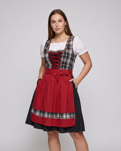 Damen Trachtenkleid mit floralem Design und Dekorativem Gürtel Drune