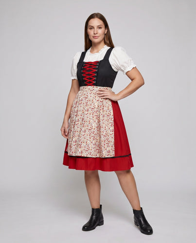 Damen Trachtenkleid mit floralem Design und Rüschen Drune