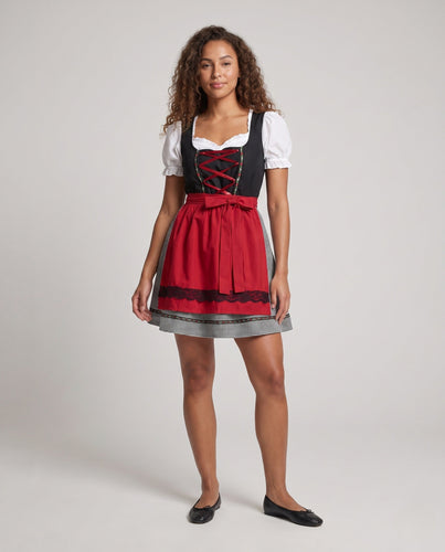 Damen Trachtenkleid mit Rüschendetails und Spitzeneinsatz Drune