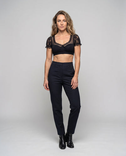 Damen Spitze und Satin Blusentop Drune