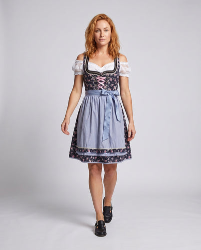 Damen Trachtenkleid mit floralem Design und Schößchen Drune