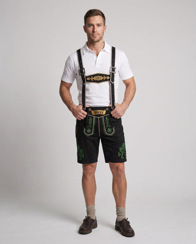 Herren Trachtenkurze Hose mit aufwendigen Stickereien Drune