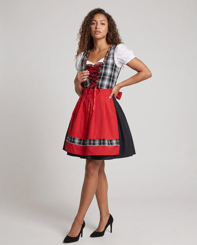 Damen Dirndl-Kleid mit floralen Verzierungen und detailverliebtem Schnitt Drune