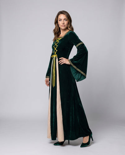 Damen Elegantes historisches Kleid mit weiten Ärmeln und dekorativem Schnürverschluss Drune