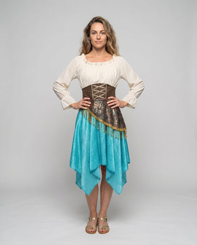 Damen Elegantes Kostüm im mediterranen Stil mit schimmernden Akzenten Drune