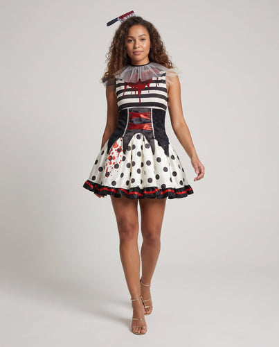 Damen Gruselige Clown-Kleid mit blutigen Akzenten Drune
