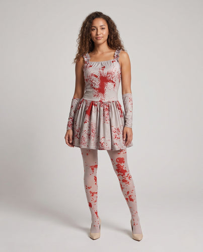 Damen Gruselige Geisterbraut Kleid mit romantischen Akzenten und blutigen Details Drune