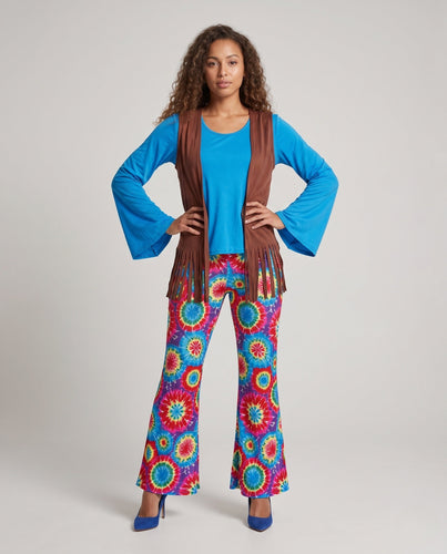 Damen Hippie-Anzug mit weitem Bein und bunten Mustern Drune