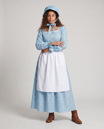 Damen Historisches Landhauskleid mit Rüschen und passendem Kopftuch Drune